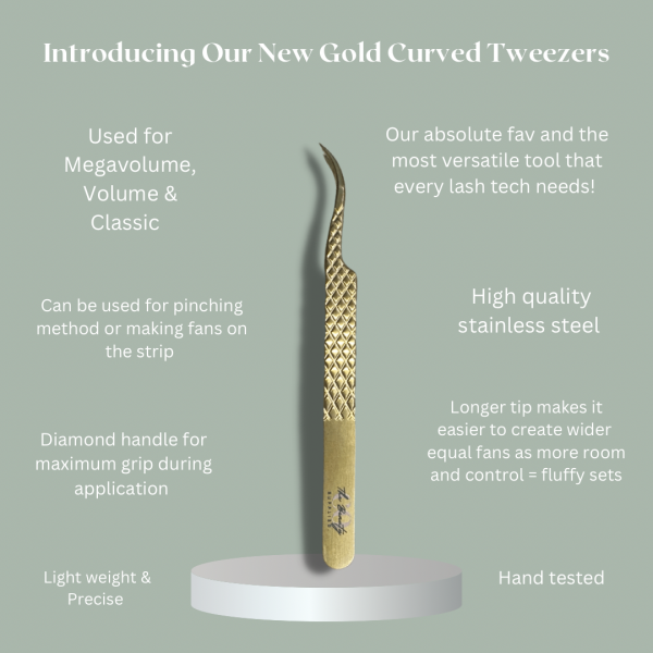Gold Curved Tweezers