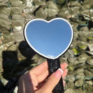 Black Diamante Heart Shape Mirror
