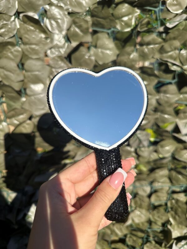 Black Diamante Heart Shape Mirror