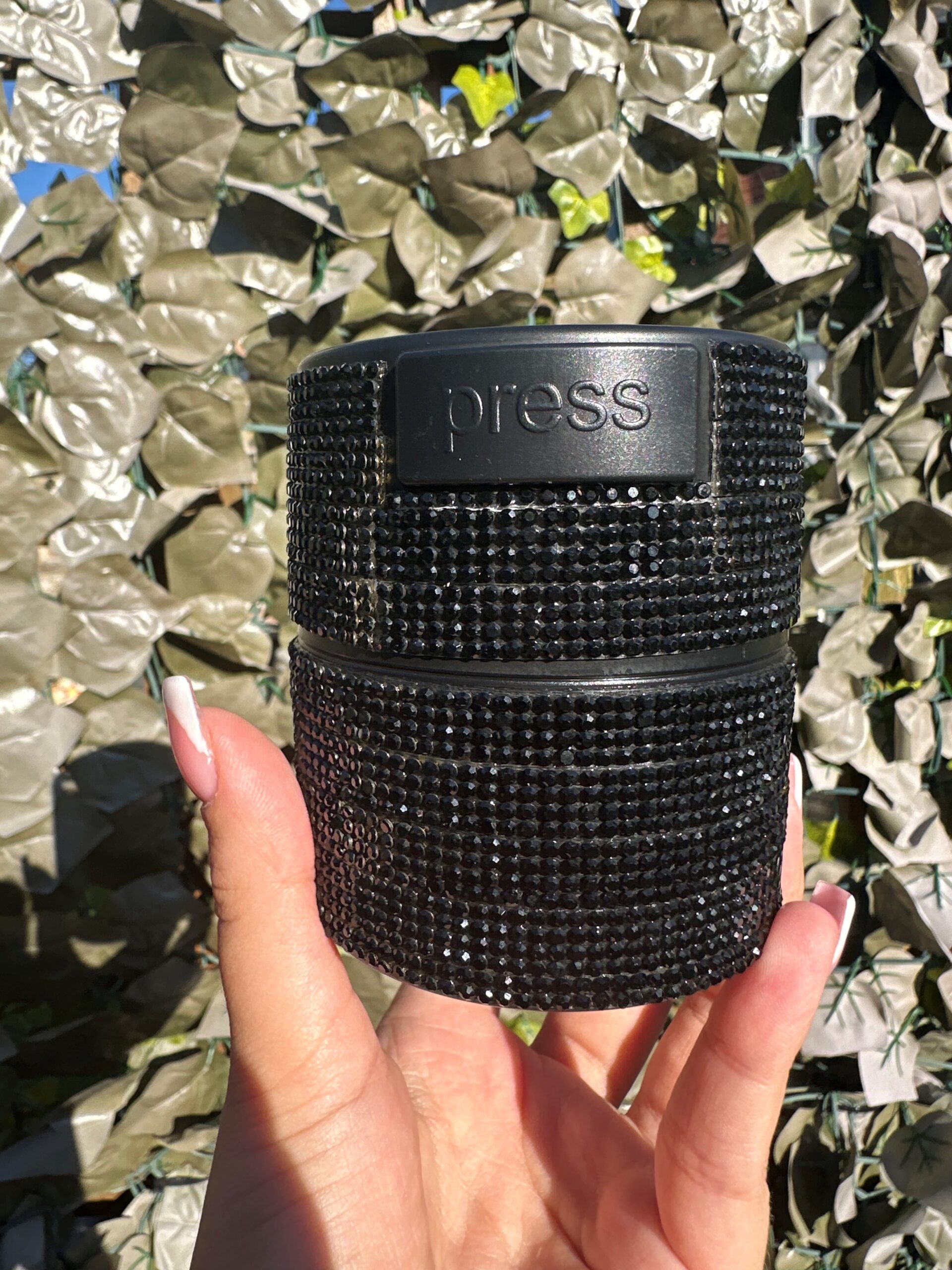 Black Diamante Air Tight Adhesive Container 