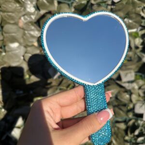 Blue Diamante Heart Shape Mirror